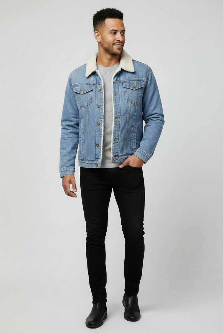 Denim azul claro borrego