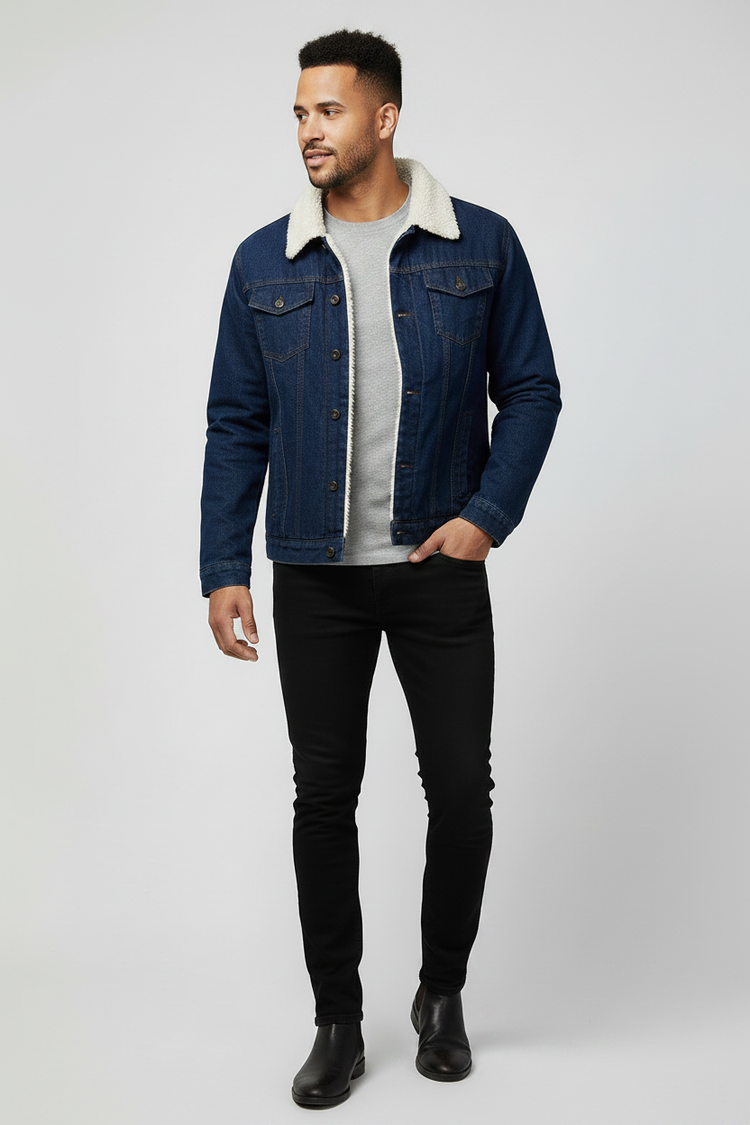 Denim azul oscuro borrego