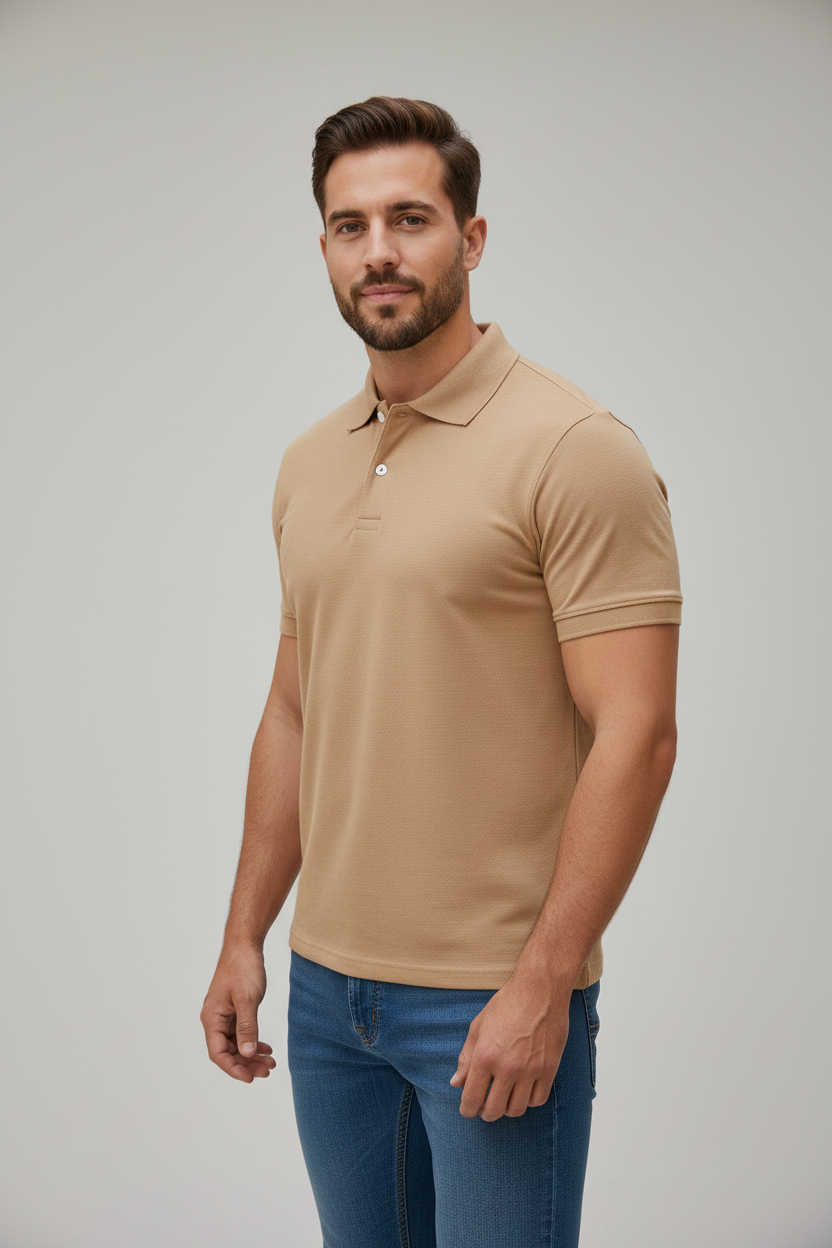 Polo Beige - Fondo Gris