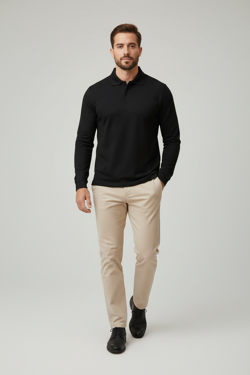 Polo Negro - Con modelo