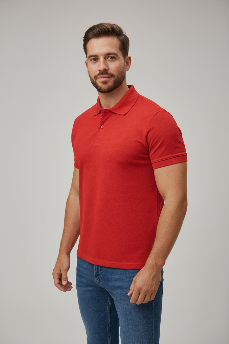 Polo Rojo - Fondo Gris