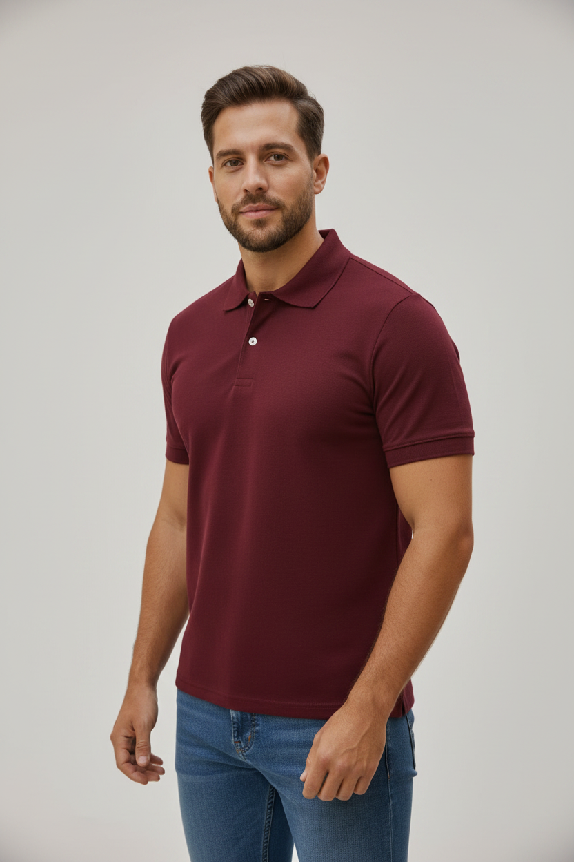 Polo Vinotinto - Fondo Gris