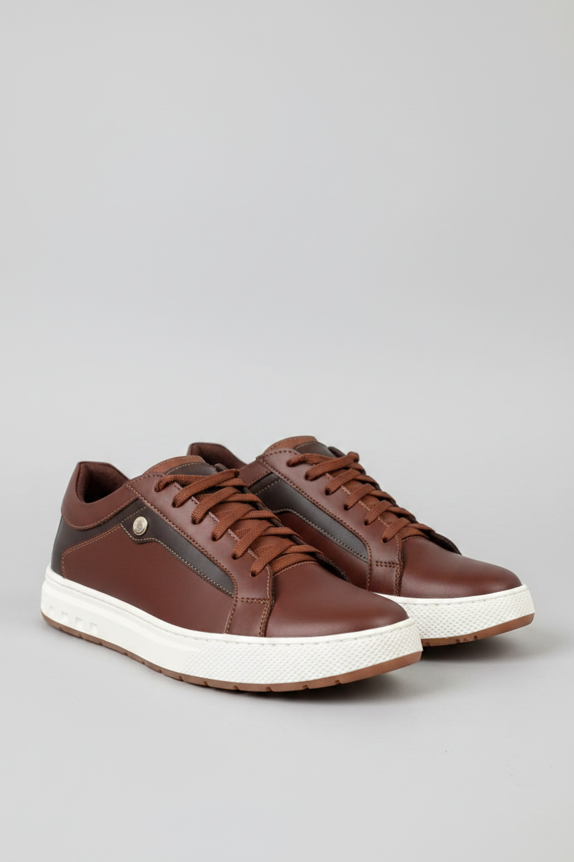 Zapato Miel Cuero - Fondo Gris